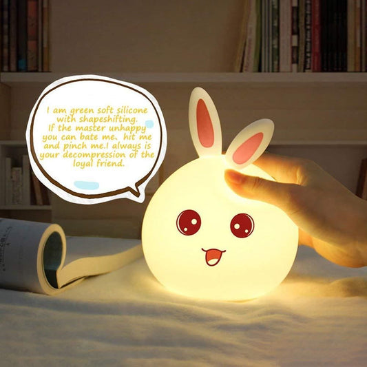 Children Night Lamp Silicone Touch Sensor LED Lamps ,Night Lamp For Kids, Silicone Cute Little Rabbit Table Lamp, Birthday Gift For Girls/Boys, Colour Changing, Rechargeable Night Light